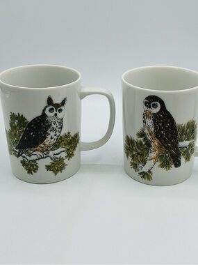 VINTAGE Fitz Floyd Owl Cup Set Coffee Tea Hooty Variations Mug Cute Made in …
